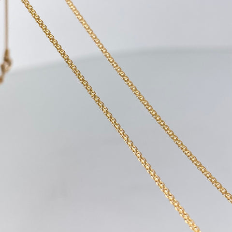 Set Cadena ● China + Dije Cruz Circones Verdes Oro amarillo 18k 2,7 Gr / 1 mm / 50 Cm †