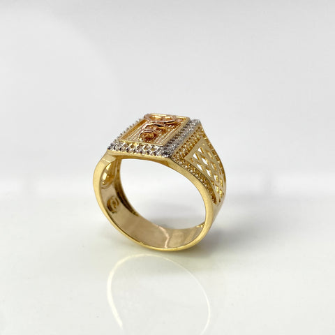 Anillo Alas Serpientes Circones Blancos Oro amarillo y Oro rosa 18k / Talla 9 1/2 / 7,38 Gr