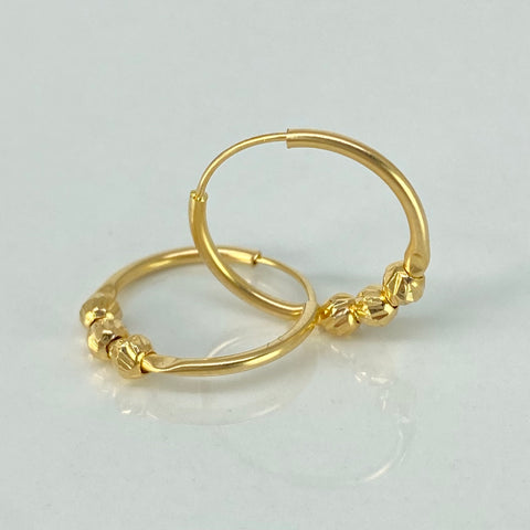 Candongas Imperdibles Bolas Diamantadas 3mm  Oro amarillo 18k 1,15 Gr / 1,7 Cm