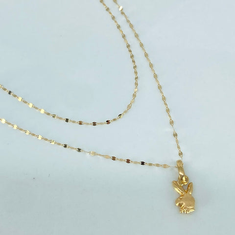 Set Cadena ● Crispeta + Dije Conejo Oro amarillo 18k 0,7 Gr / 1 mm / 50 Cm *