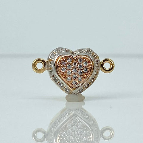 Herraje Corazon Circones Blancos Tres oros 18k 1,75 Gr / 1,8 Cm