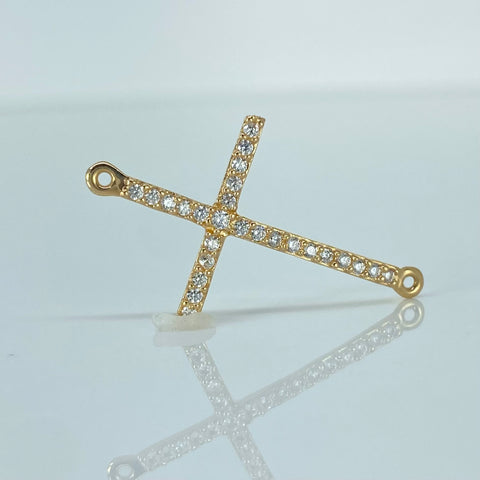 Herraje Cruz Circones Blancos Oro amarillo 18k 1 Gr / 3 Cm  †