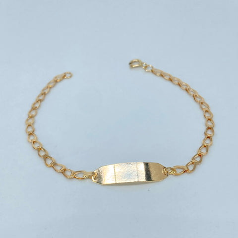 Pulso bebé Placa Rectangular Curva Espiga Oro amarillo 1,20 Gr / 2,6 mm / 15,6 Cm †