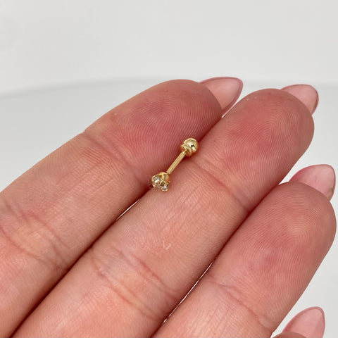 Piercing Circon Blanco / Oro Amarillo 18k (Joya) / 0,3gr / 1.1cm / (Oreja) †