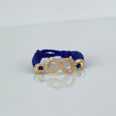 Pulsera tejida Herraje Infinito Circones BD 2uni 4mm Hilo Azul Oro amarillo 18k 0,85 Gr *