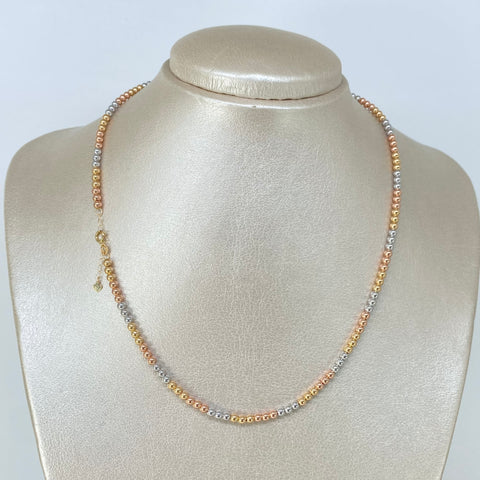 Cadena ● Bolas Diamantadas ESP Tres oros 18k +3 / 2,75 Gr / 3 mm / 42 Cm