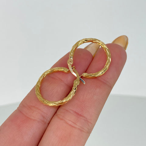 Candongas Entorchadas Lineas Cruzadas Oro amarillo 1,31 Gr / 2,1 Cm