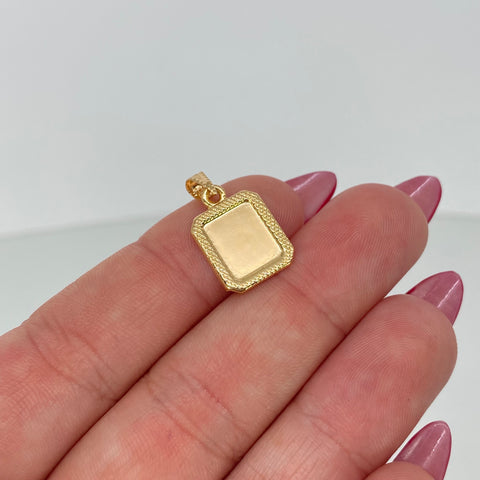 Dije Placa Rectangular Bordeada Oro amarillo 0,56 Gr / 2,1 Cm †