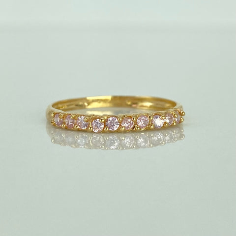 Anillo Churumbela Circones Rosas Oro amarillo 18k / Talla 7 / 1,35 Gr †