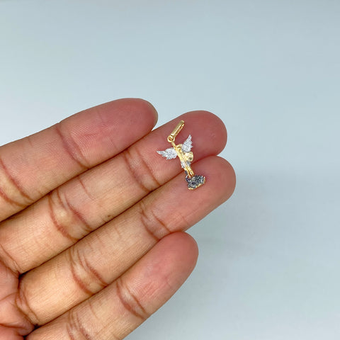 Dije San Miguel Arcangel Oro amarillo y Oro blanco 1,2 Gr / 2,3 Cm †