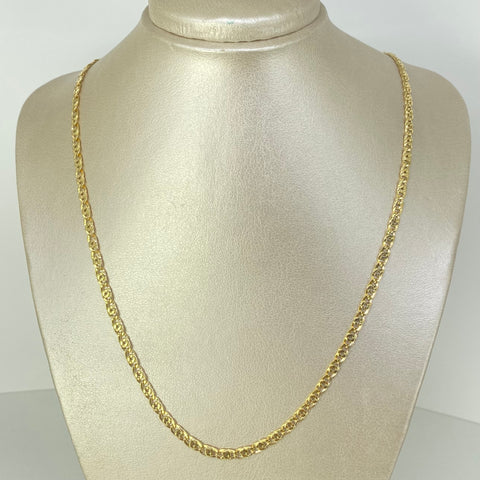 Cadena ● Plana Cubana Oro amarillo 18k +1 / 9,55 Gr / 3,8 mm / 60 Cm *