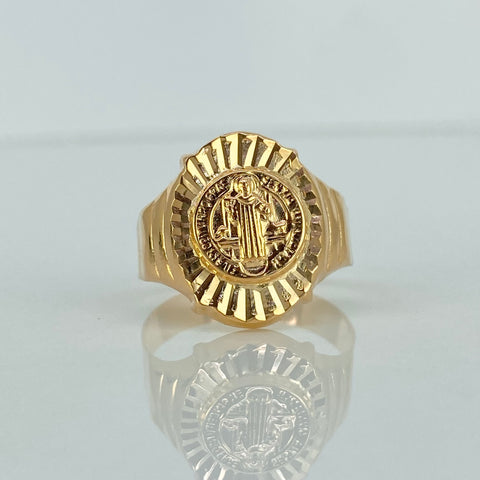 Anillo Sello San Benito Oro amarillo 18k / Talla 10 3/4 / 3,42 Gr *