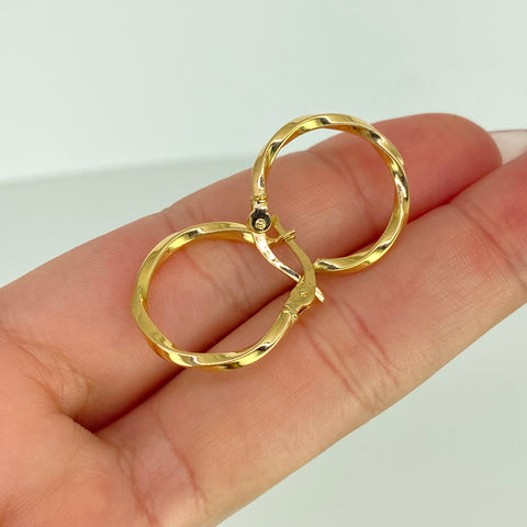 Candongas Entorchada Cuadrada Oro amarillo 18k 1,4 Gr / 2,2 Cm  *