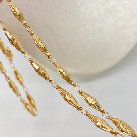 Cadena Eslabones Rombos Tornillos Oro amarillo 18k 8,61 Gr / 4 mm / 60 Cm