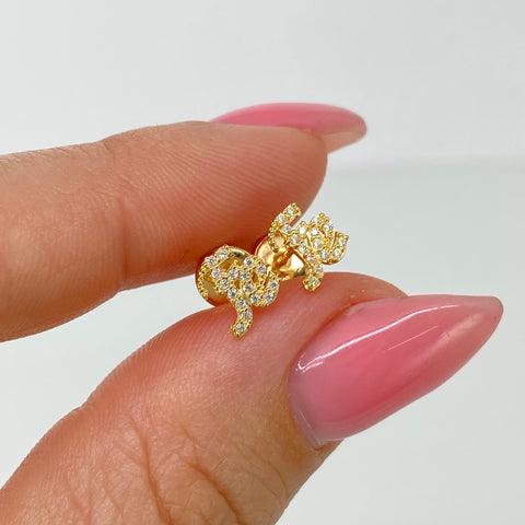 Topos FE Circones Blancos Oro amarillo 18k 0,75 Gr / 6 mm †