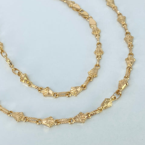 Cadena Rustica Eslabones Corona RX Diamantados Oro amarillo 10,78 Gr / 4,8 mm / 60 Cm