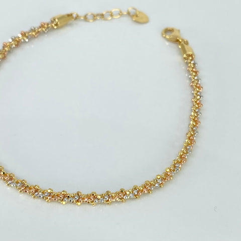 Pulso ● Mini Militar Trenzado Tres oros 18k +3 / 6,15 Gr / 3 mm / 20 Cm †