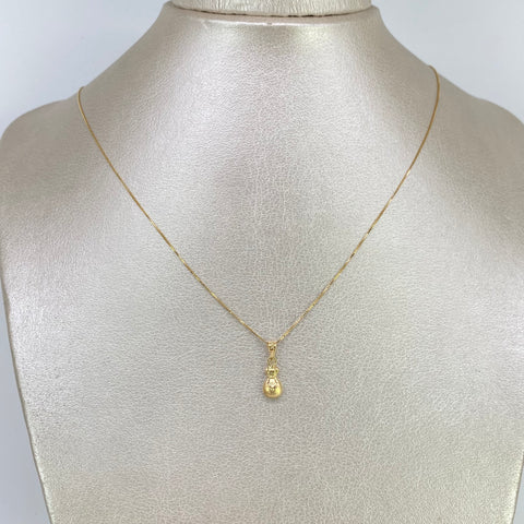 Cadena ● Veneciana + Dije Bolsa De Dinero Oro amarillo 18k 1,27 Gr / 0,5 mm / 50 Cm *