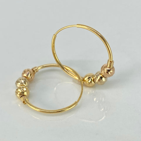 Candongas Imperdibles Bolas Diamantadas 4mm Tres oros 18k 1,52 Gr