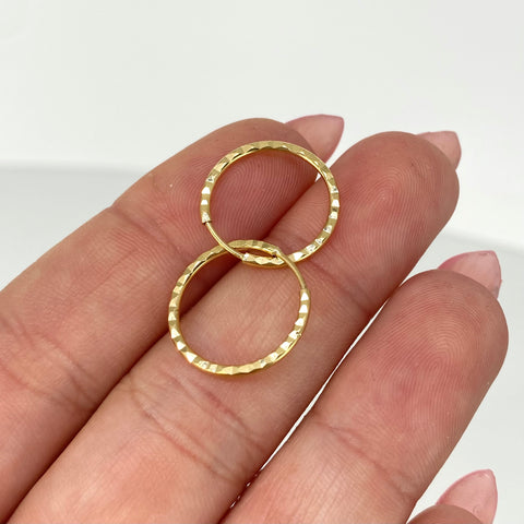 Candongas Imperdibles Diamantadas Oro amarillo 18k 0,8 Gr / 1,6 Cm