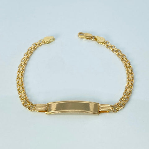 Pulso ● Placa Rectangular Chino Oro amarillo 18k +1 / 9,65 Gr / 4,4 mm / 20,8 Cm †