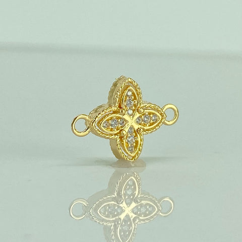 Herraje Trebol Circones Blancos Oro amarillo 18k 1,31 Gr / 1,8 Cm