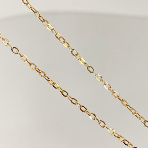 Set Cadena ● Aro Seguido + Dije Caballo Oro amarillo 18k 1,34 Gr / 1,3 mm / 50 Cm *