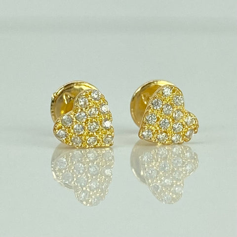 Topos Corazon Circones Blancos Oro amarillo 18k 0,8 Gr / 5,7 mm  *
