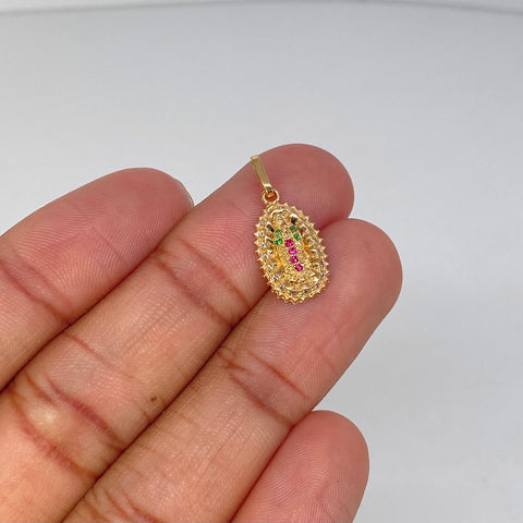 Dije Virgen Guadalupe Circones Blancos Oro amarillo 1,56 Gr / 2,2 Cm *