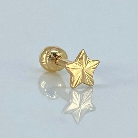 Piercing Estrella Diamantado / Oro Amarillo 18k (Joya) / 4mm / 0,27gr / 0.9cm / (Oreja)