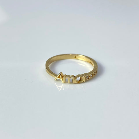 Anillo Amor Circones Blancos Oro amarillo 18k / Talla 7 1/2 / 1,58 Gr