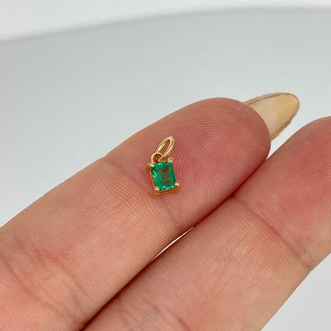 Dije Cuadrado Esmeralda 25PTS Oro amarillo 0,31 Gr / 0,8 Cm *
