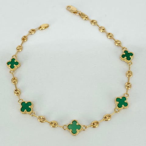 Pulso GC Trebol Verde Oro amarillo 18k 4,30 Gr / 3,3 mm / 20 Cm *