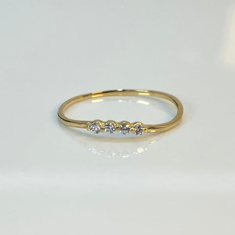 Anillo Circones Blancos Oro amarillo 18k / Talla 6 / 0,62 Gr *