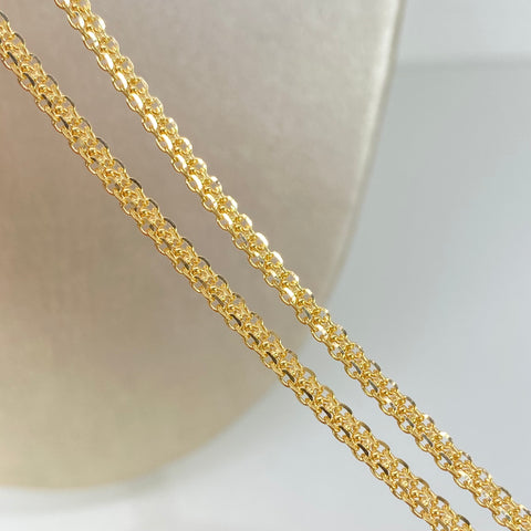 Cadena ● Aro Seguido Mini Militar Oro amarillo 18k +1 / 7,6 Gr / 2,9 mm / 45 Cm *