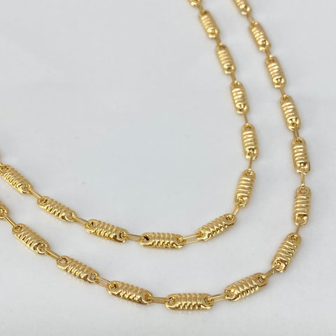 Cadena Rustica Eslabones Diamantados Oro amarillo 18k 7,12 Gr / 3,3 mm / 60 Cm †