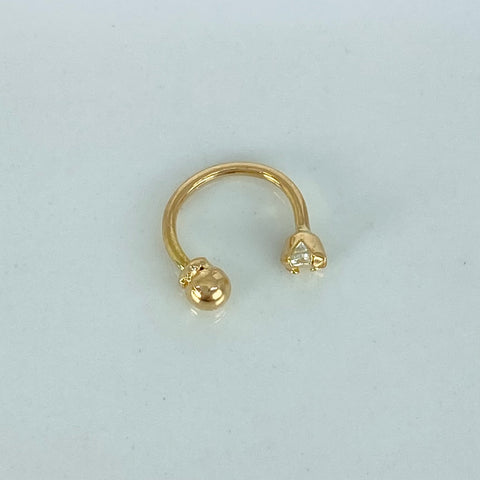 Piercing Aro Circon Blanco / Oro Amarillo 18k (Joya) / 0,4gr / 1.1cm / (Oreja) *