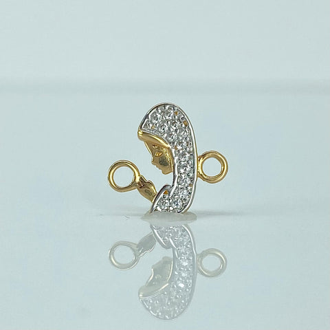 Herraje Virgen Maria Circones Blancos Oro amarillo 18k 0,68 Gr / 1,3 Cm  *