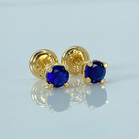 Topos Circon Azul Oro amarillo 18k 0,95 Gr / 4,1 mm  *