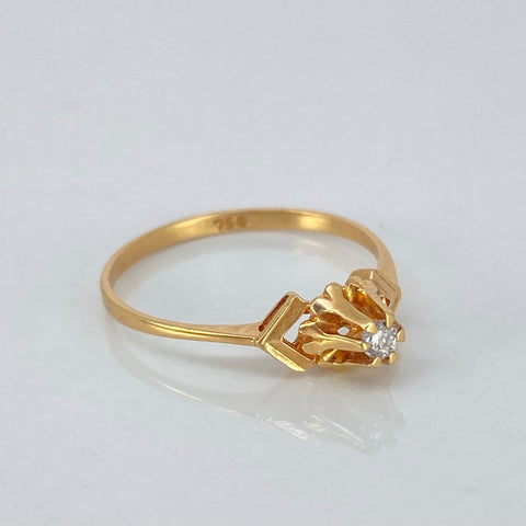 Anillo Solitario Diamante / 9 Pts Diamantes Oro amarillo 18k / Talla 7 / 1,5 Gr †