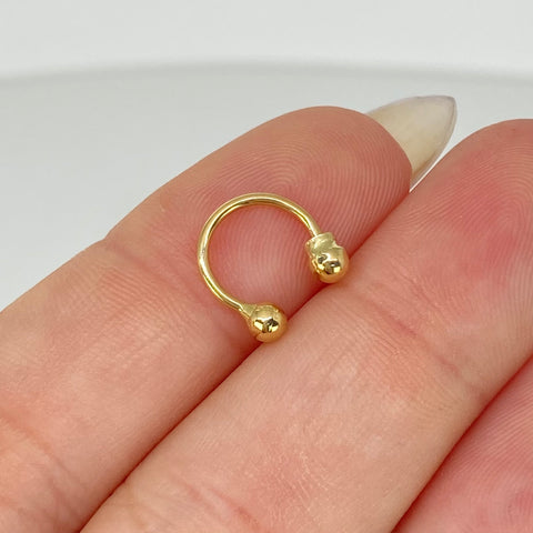Piercing Aro Bolas Lisas / Oro Amarillo 18k (Joya) / 0,4gr / 1.1cm / (Nariz) *