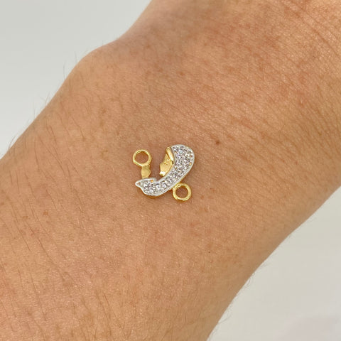 Herraje Virgen Maria Circones Blancos Oro amarillo 18k 0,68 Gr / 1,3 Cm  *