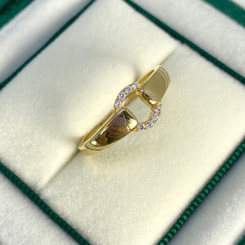 Anillo Centro Circones Blancos Oro amarillo 18k / Talla 8 / 2,11 Gr *