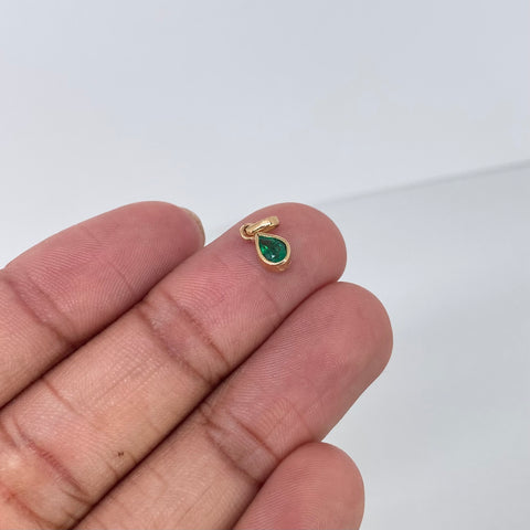 Dije Lagrima Esmeralda 26PTS Oro amarillo 0,52 Gr / 1,3 Cm *