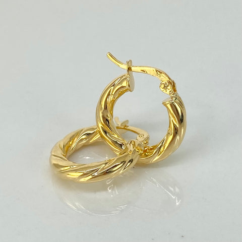 Candongas Entorchadas Oro amarillo 18k 1,92 Gr / 1,9 Cm  *