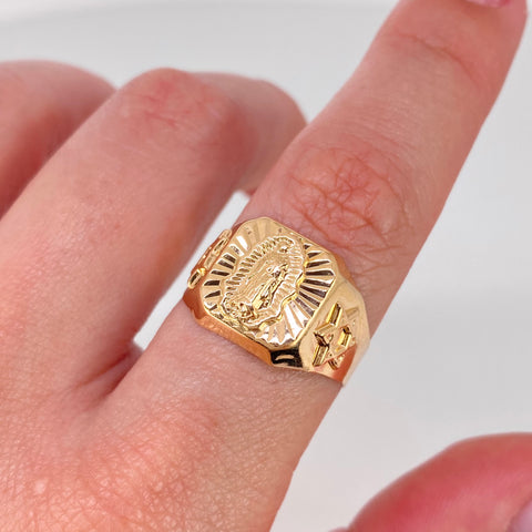 Anillo Sello Virgen Guadalupe Oro amarillo / Talla 9 1/2 / 3,05 Gr