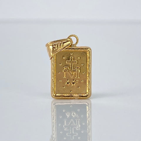 Dije Placa Rectangular Virgen Milagrosa Oro amarillo 0,95 Gr / 2,2 Cm †