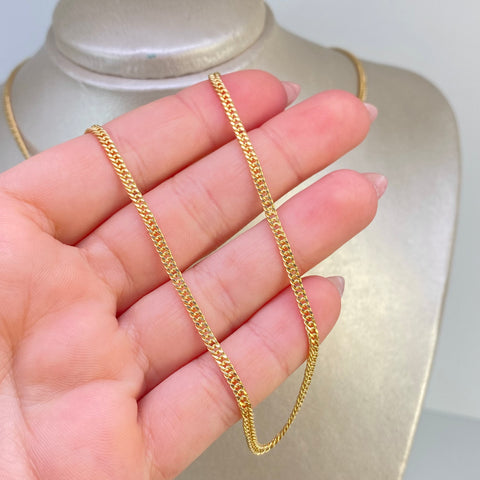 Cadena Cubana Doble Oro amarillo 18k 4,53 Gr / 2,5 mm / 60 Cm †