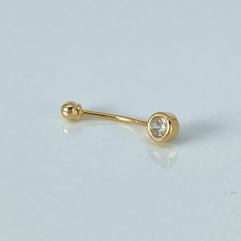 Piercing Circon Blanco / Oro Amarillo 18k (Joya) / 4mm / 4.5gr / 1.8cm / (Ombligo) *