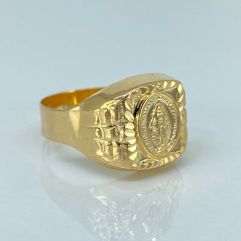 Anillo Sello Virgen Milagrosa Oro amarillo / Talla 11 1/4 / 3,12 Gr *
